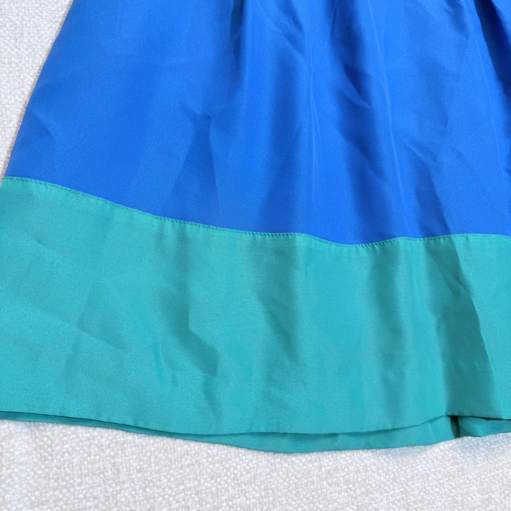 J.Crew Blue Teal Colorblock Pleated Mini Skirt with Pockets Style 25601 Size 8 - Picture 2 of 10